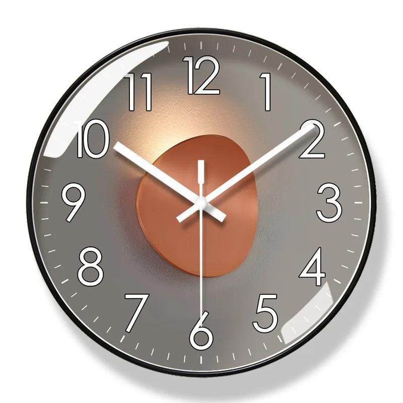 Wall Clock Silent Movement Large Numerals & Warm Gradient