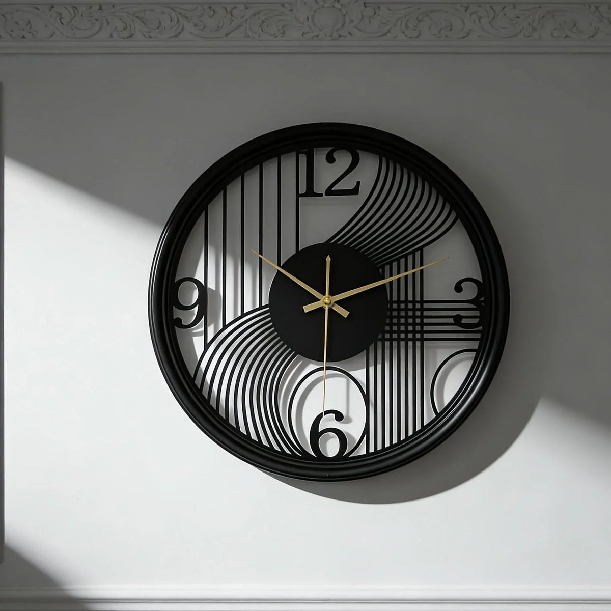 Wall Clock Silent Non-Ticking 3D Iron Frame 15.75 Inch