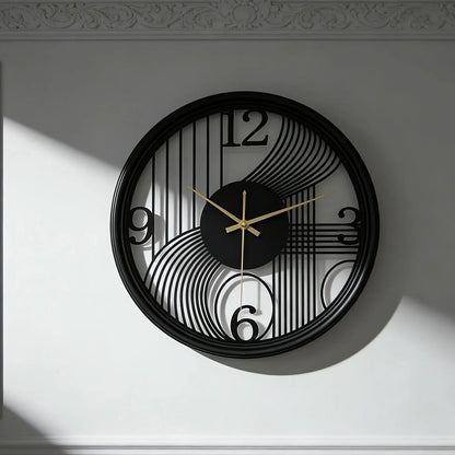 Wall Clock Silent Non-Ticking 3D Iron Frame 15.75 Inch