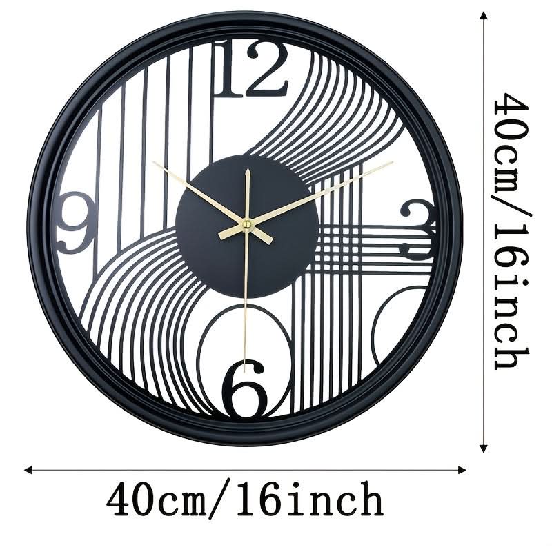 Wall Clock Silent Non-Ticking 3D Iron Frame 15.75 Inch