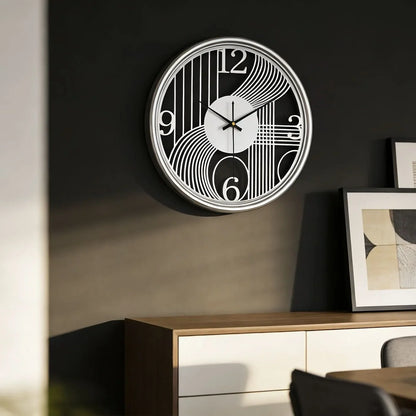 Wall Clock Silent Non-Ticking 3D Iron Frame 15.75 Inch