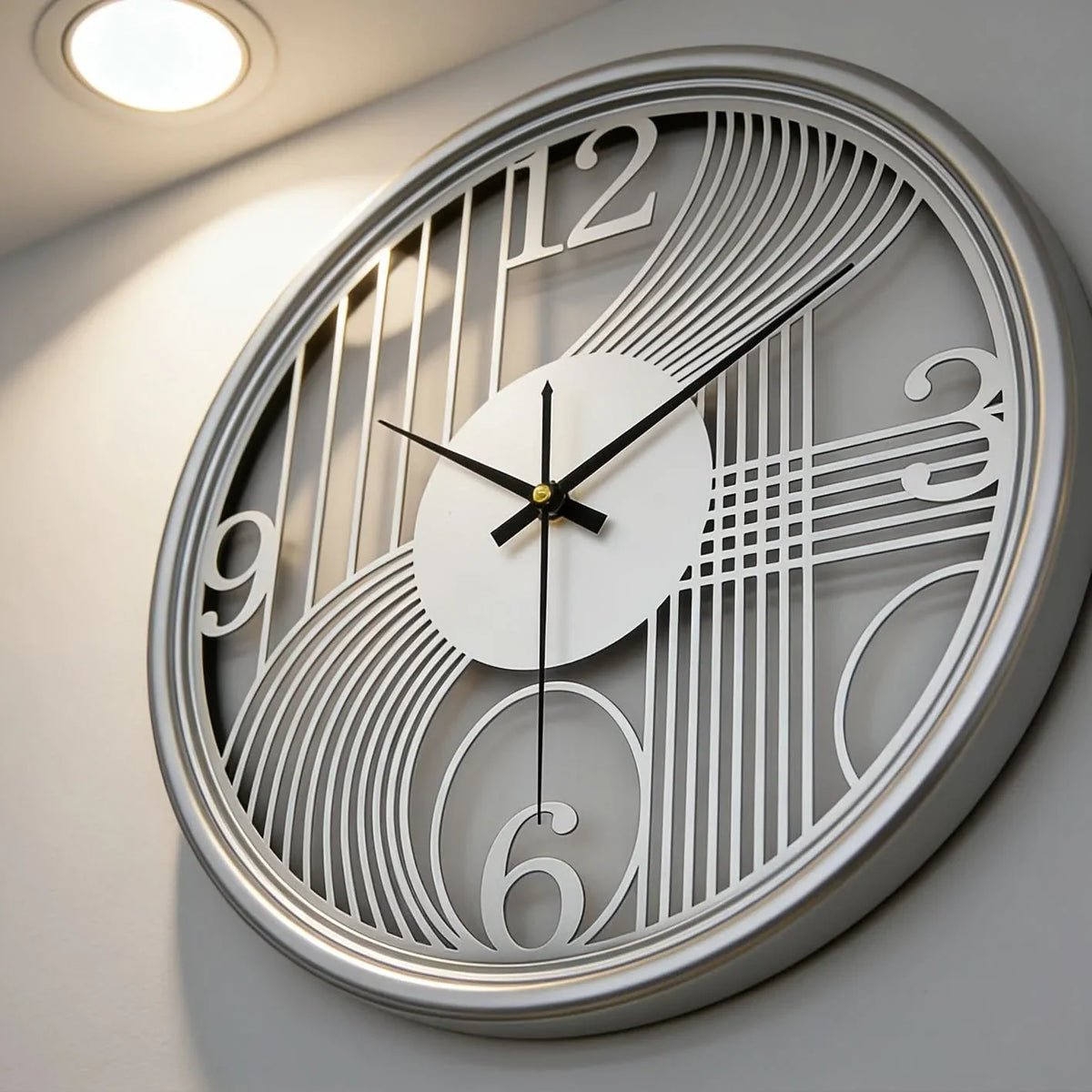 Wall Clock Silent Non-Ticking 3D Iron Frame 15.75 Inch
