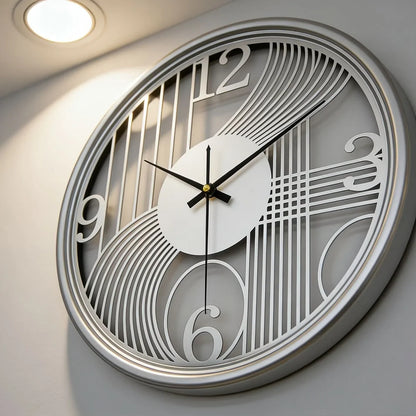 Wall Clock Silent Non-Ticking 3D Iron Frame 15.75 Inch