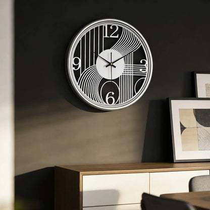 Wall Clock Silent Non-Ticking 3D Iron Frame 15.75 Inch