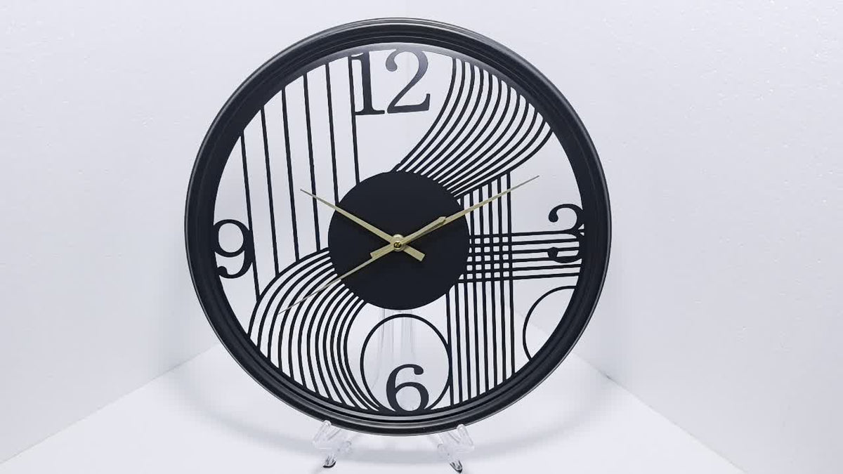 Wall Clock Silent Non-Ticking 3D Iron Frame 15.75 Inch