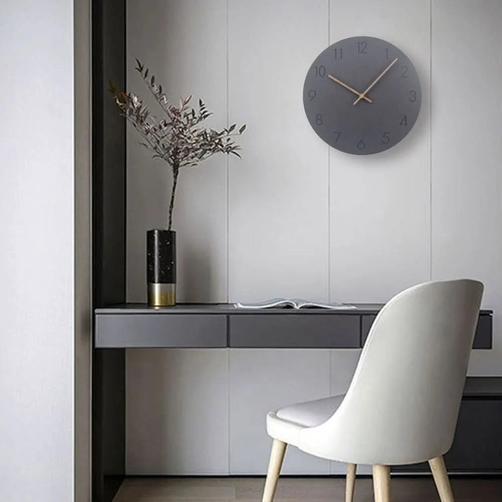 Wall Clock Silent Non-Ticking Walnut Wood Hands Minimalist Design
