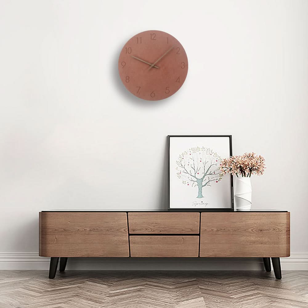 Wall Clock Silent Non-Ticking Walnut Wood Hands Minimalist Design