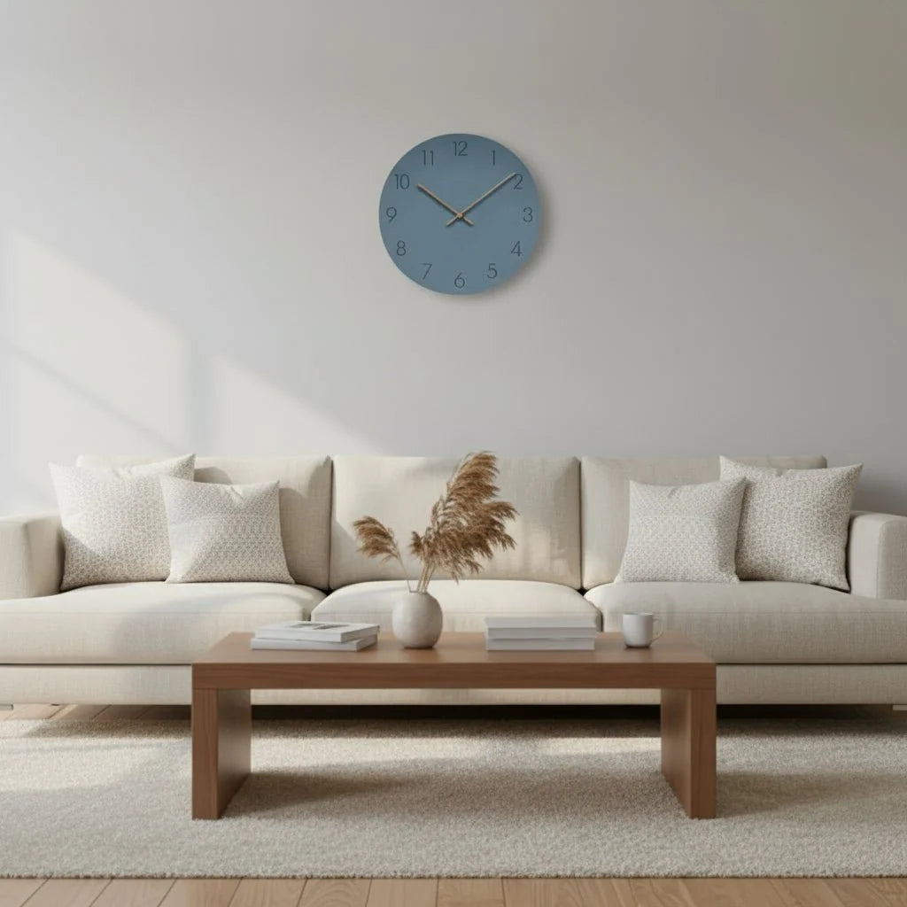 Wall Clock Silent Non-Ticking Walnut Wood Hands Minimalist Design