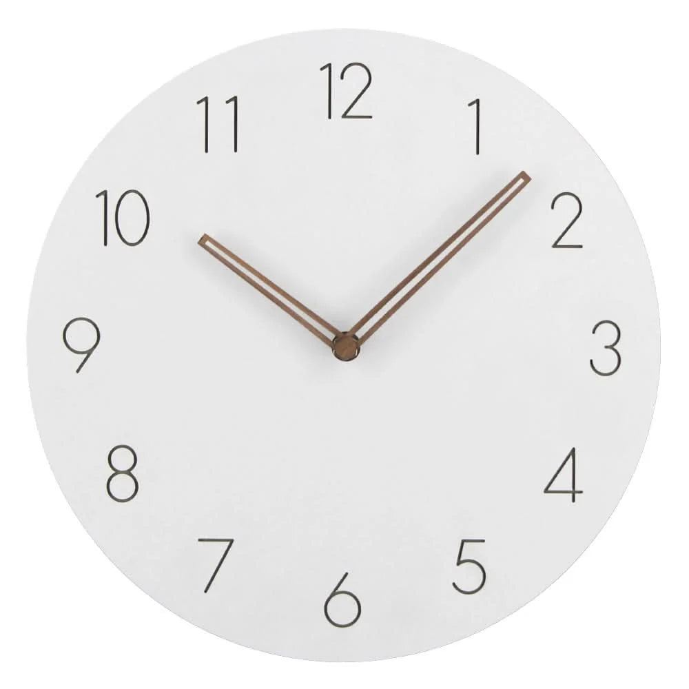 Wall Clock Silent Non-Ticking Walnut Wood Hands Minimalist Design