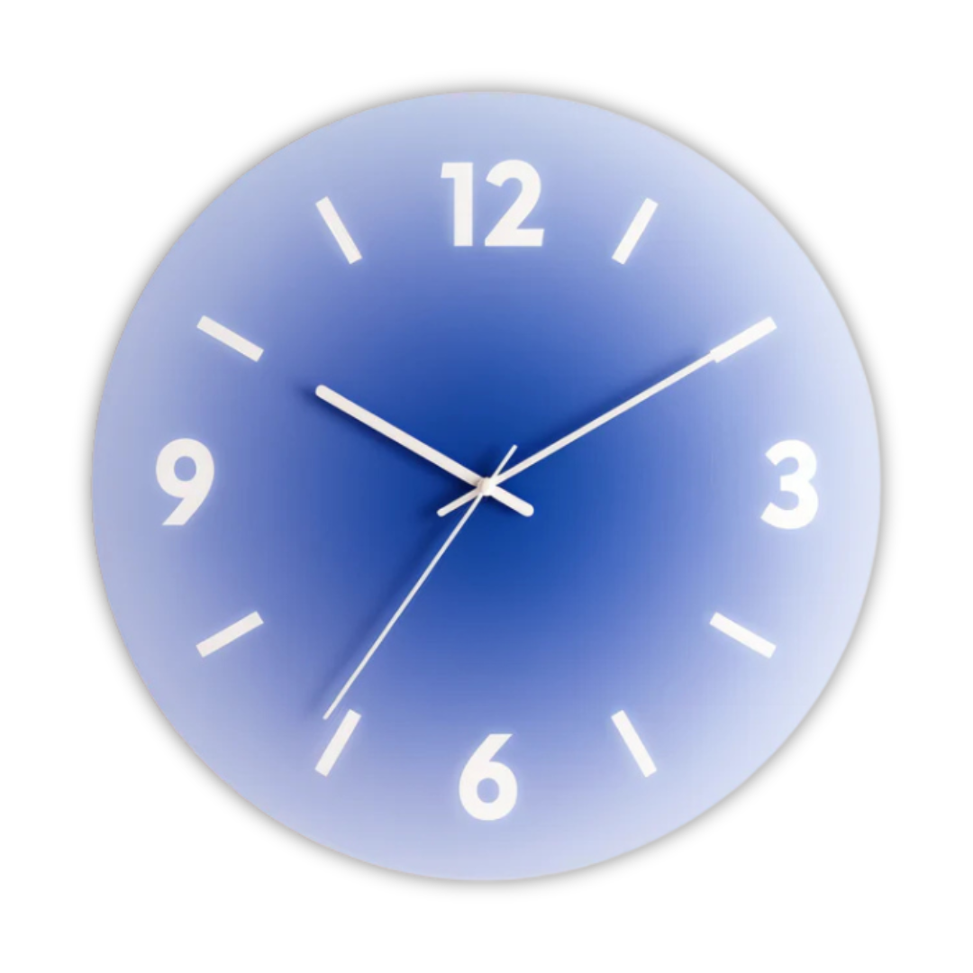 Wall Clock Silent Quartz Glass Face & Gradient Colors
