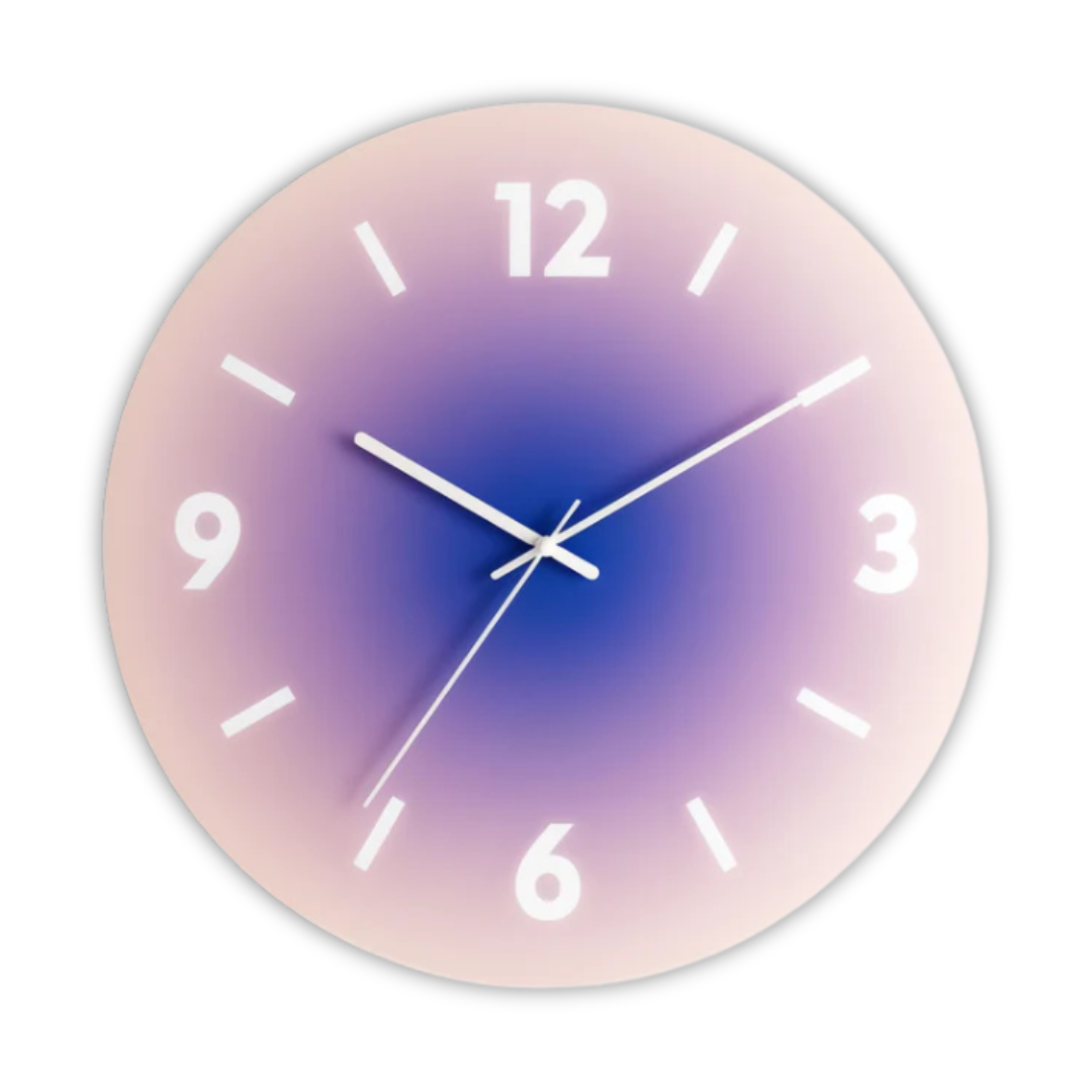 Wall Clock Silent Quartz Glass Face & Gradient Colors