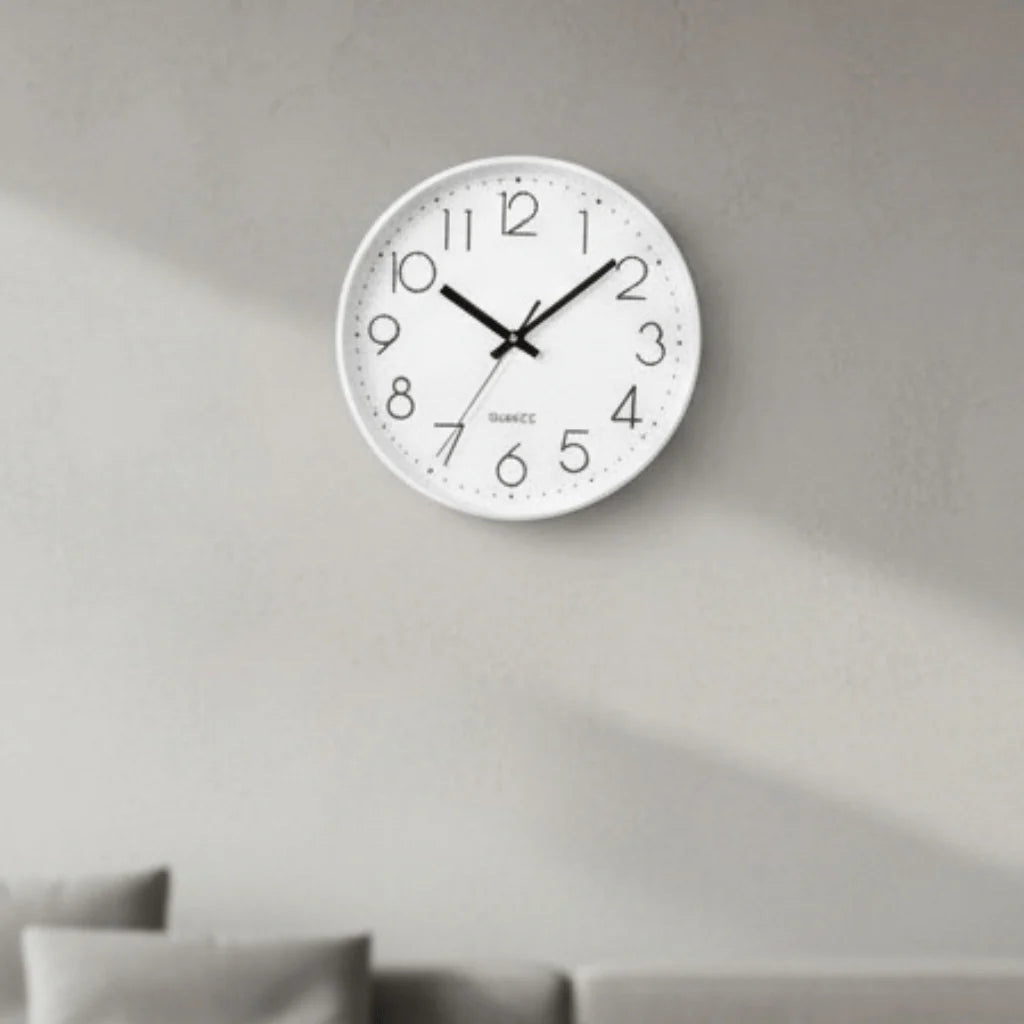 Wall Clock Silent Quartz Movement 11.8-Inch Easy-Read Dial & Glass Cover