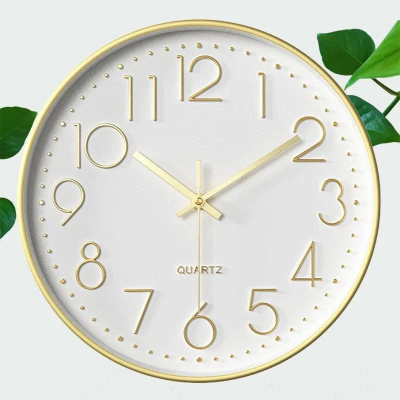 Wall Clock Silent Quartz Movement 11.8-Inch Easy-Read Dial & Glass Cover