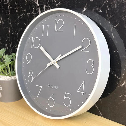 Wall Clock Silent Quartz Movement 11.8-Inch Easy-Read Dial & Glass Cover