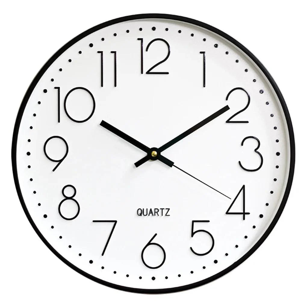 Wall Clock Silent Quartz Movement 11.8-Inch Easy-Read Dial & Glass Cover