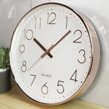 Wall Clock Silent Quartz Movement 11.8-Inch Easy-Read Dial & Glass Cover
