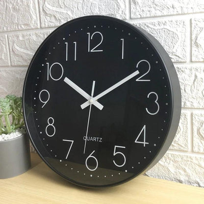 Wall Clock Silent Quartz Movement 11.8-Inch Easy-Read Dial & Glass Cover