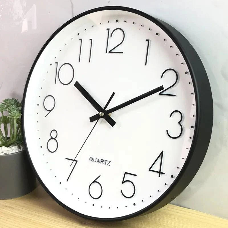 Wall Clock Silent Quartz Movement 11.8-Inch Easy-Read Dial & Glass Cover