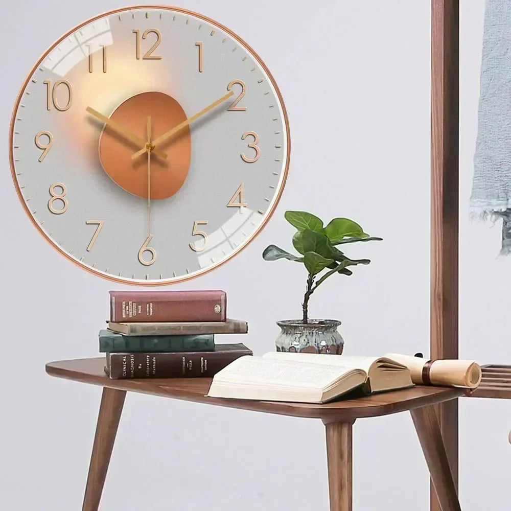 Wall Clock Silent Quartz Movement Minimalist Dial 11.8-Inch