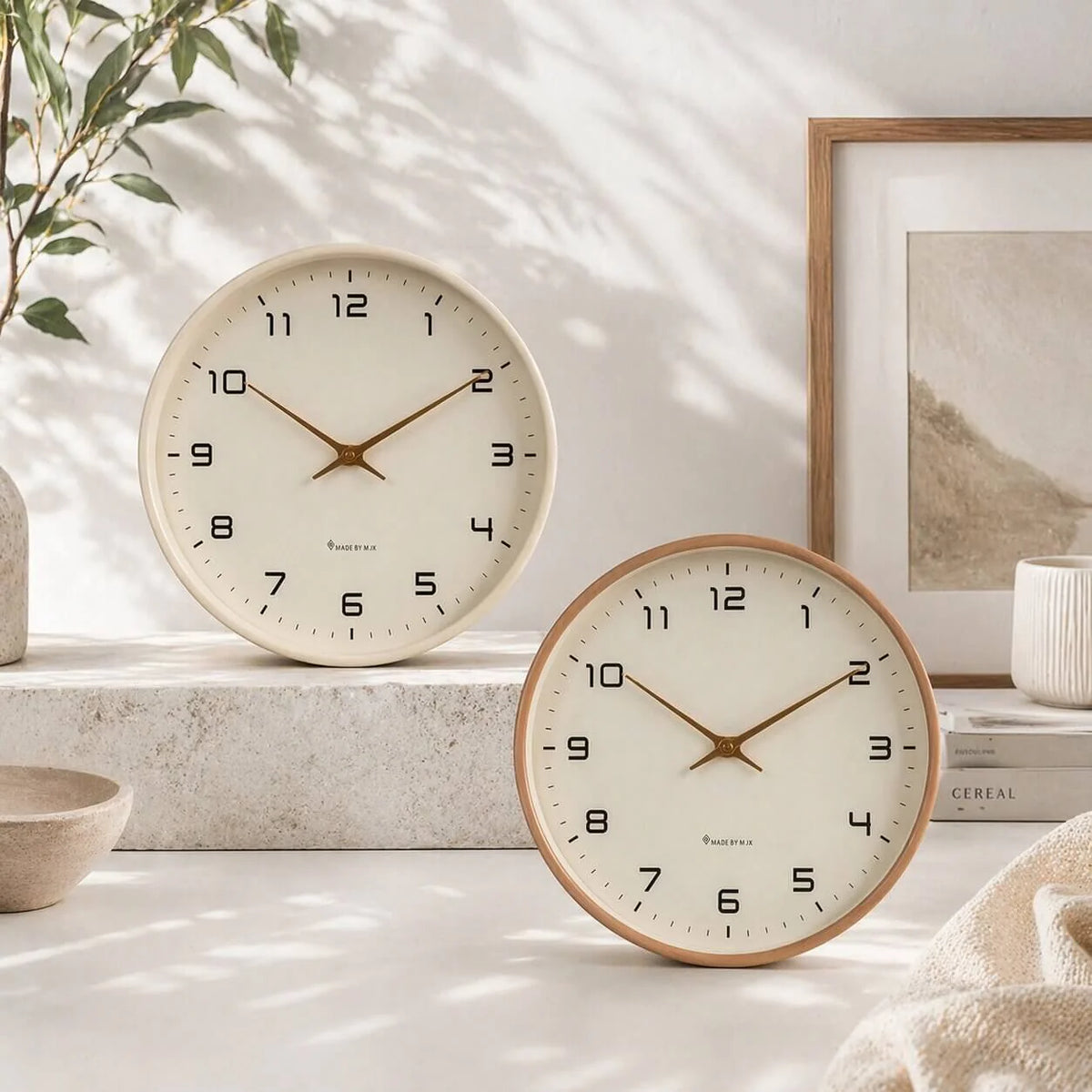 Wall Clock Silent Quartz Natural Wood