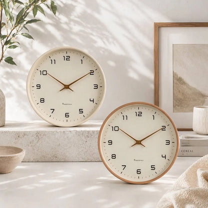 Wall Clock Silent Quartz Natural Wood
