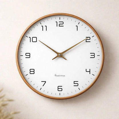 Wall Clock Silent Quartz Natural Wood