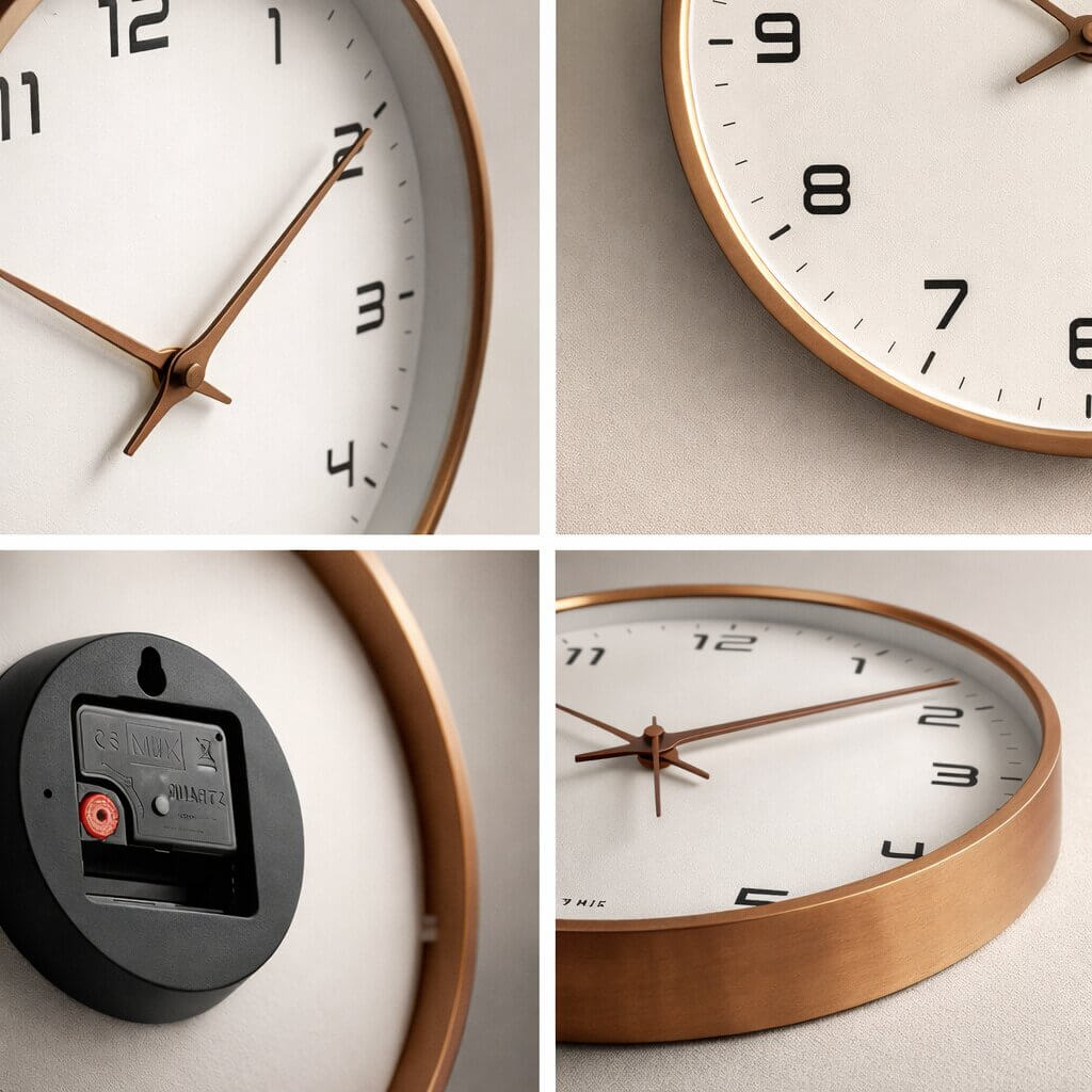 Wall Clock Silent Quartz Natural Wood