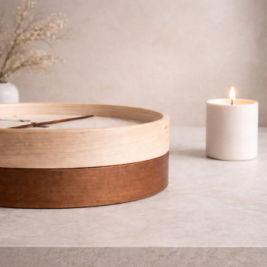 Wall Clock Silent Quartz Natural Wood