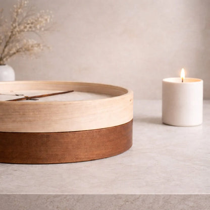 Wall Clock Silent Quartz Natural Wood