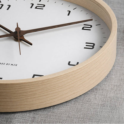 Wall Clock Silent Quartz Natural Wood