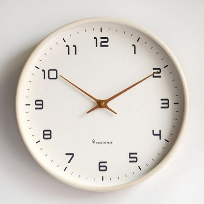 Wall Clock Silent Quartz Wooden Frame Rose Gold Hands