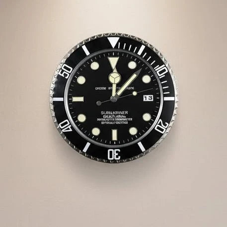 Wall Clock Stainless Steel Silent Quartz Luminous Hands