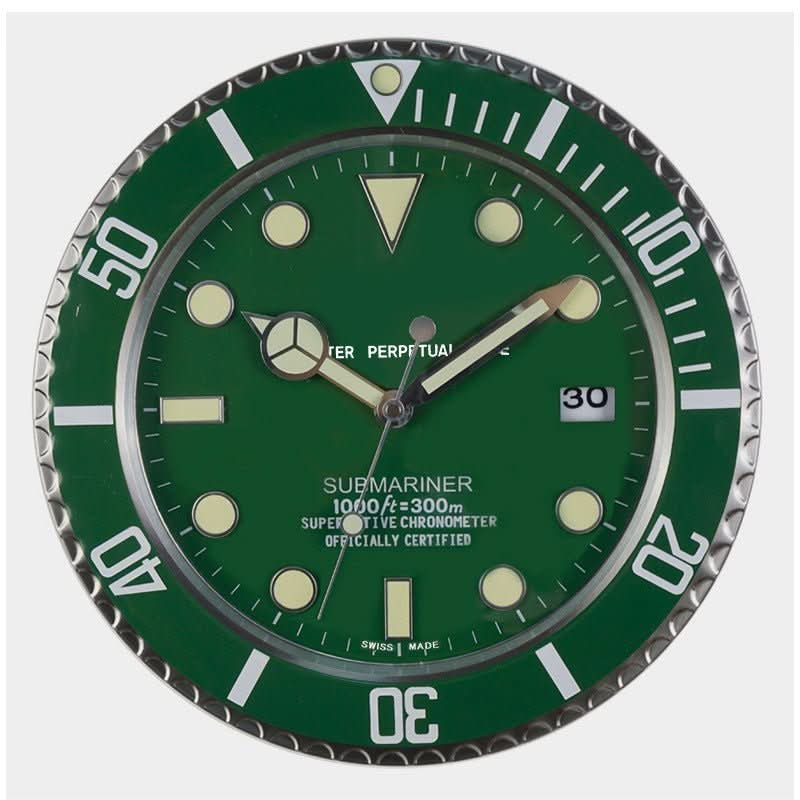 Wall Clock Stainless Steel Silent Quartz Luminous Hands