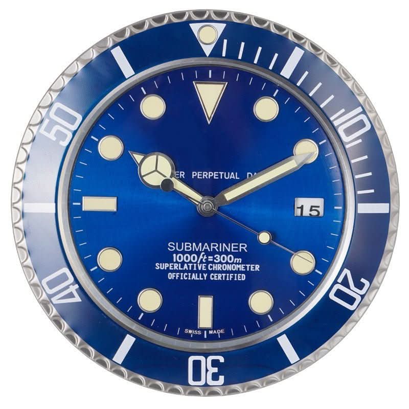 Wall Clock Stainless Steel Silent Quartz Luminous Hands