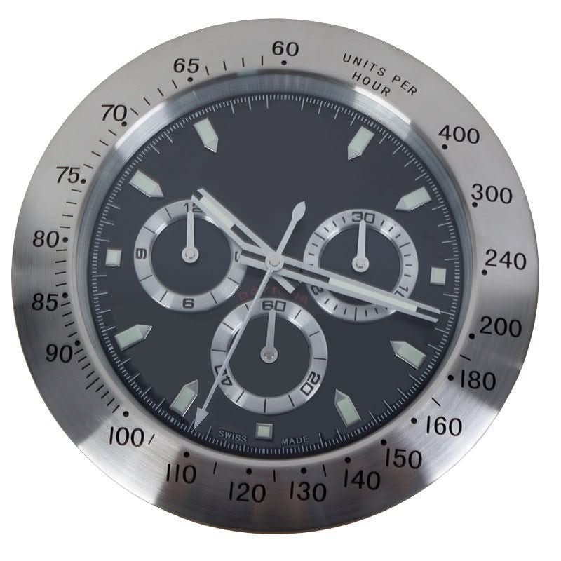 Wall Clock Stainless Steel Silent Quartz Luminous Hands