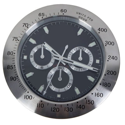 Wall Clock Stainless Steel Silent Quartz Luminous Hands