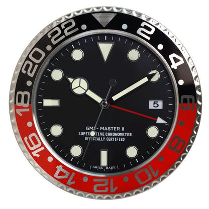 Wall Clock Stainless Steel Silent Quartz Luminous Hands