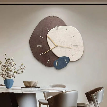 Wall Clock Wood Geometric Design Silent Movement LED Backlight