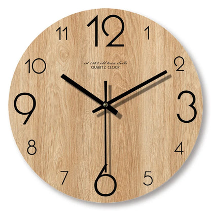 Wall Clock Wood Grain Silent Quartz Movement 11.8 Inch