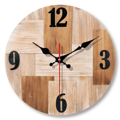 Wall Clock Wood Grain Silent Quartz Movement 11.8 Inch