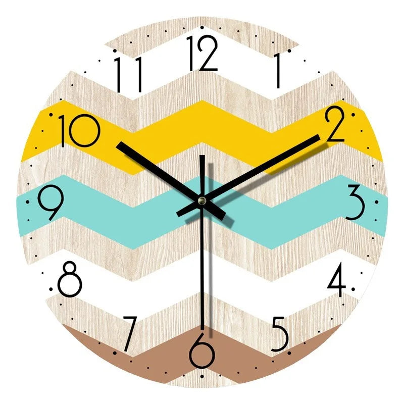 Wall Clock Wood Grain Silent Quartz Movement 11.8 Inch
