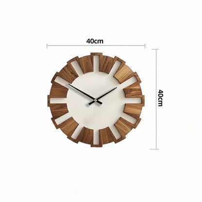 Wall Clock Wooden Silent Non-Ticking Battery-Powered Round Design