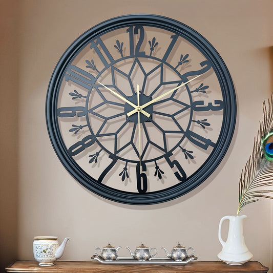 Wall Clock Wrought Iron Minimalist 15.75 Inch