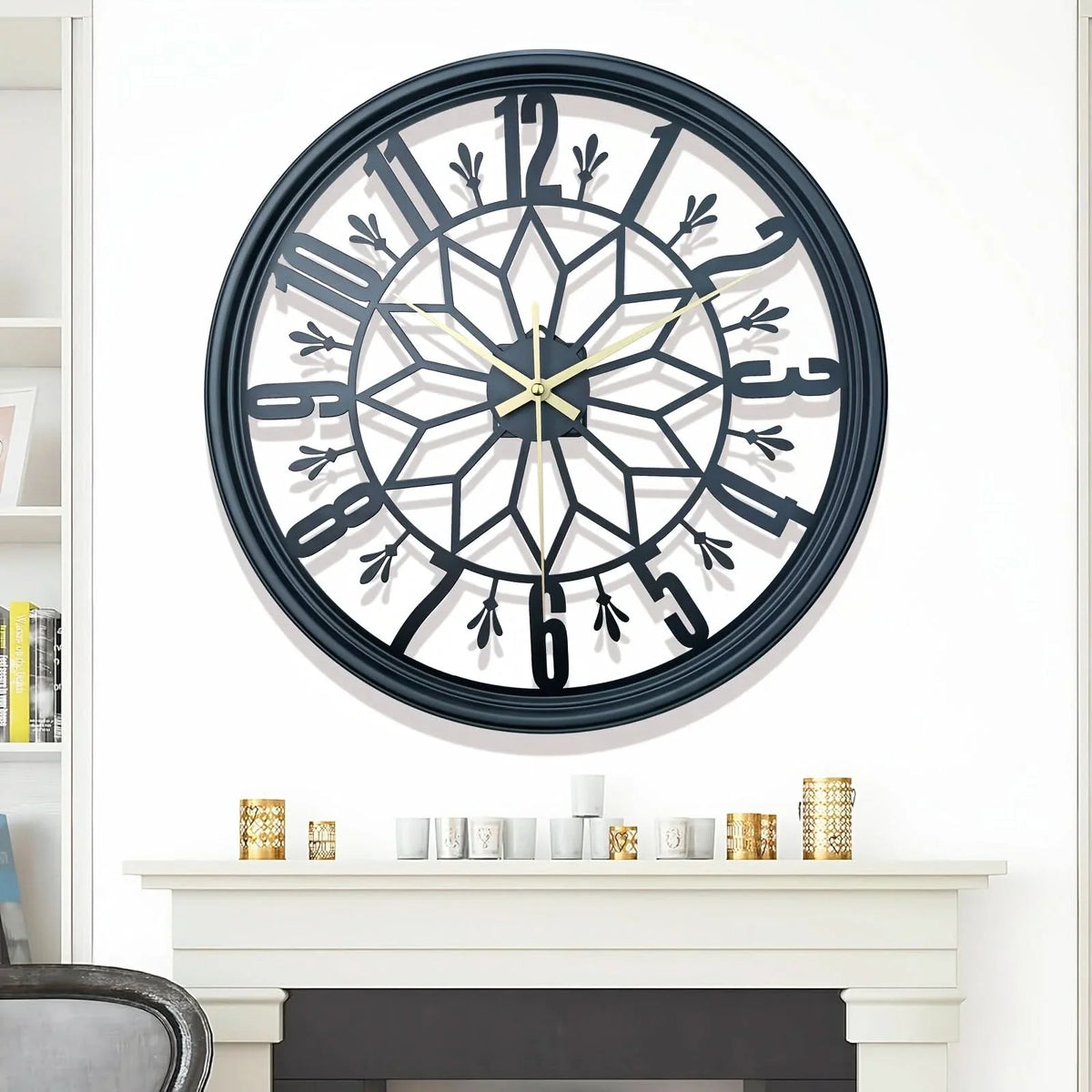 Wall Clock Wrought Iron Minimalist 15.75 Inch