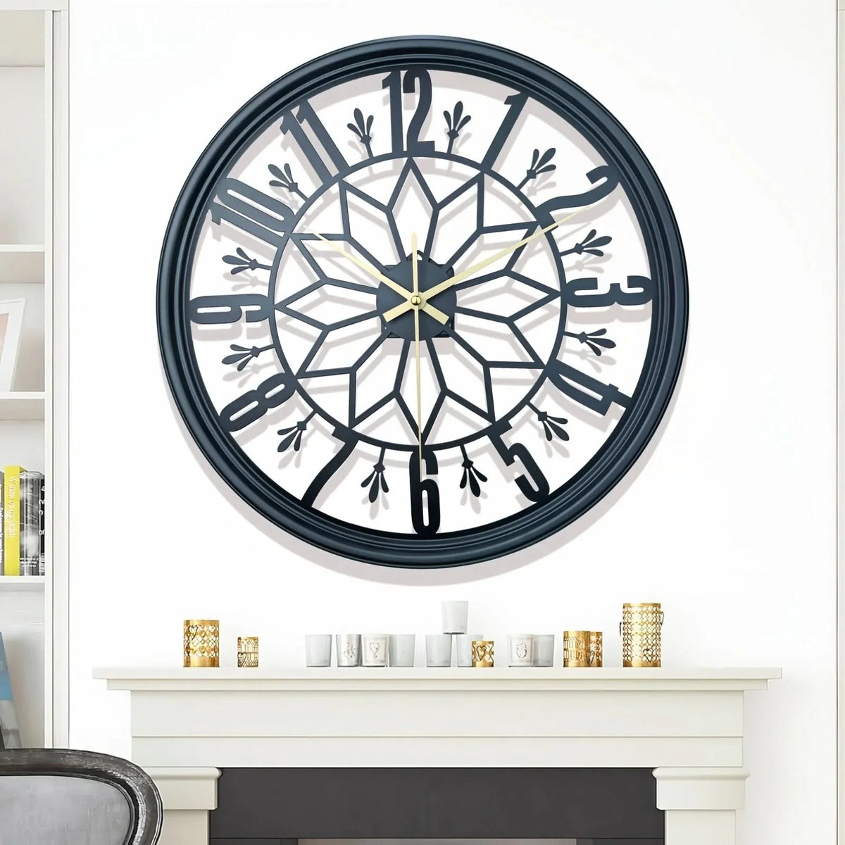 Wall Clock Wrought Iron Minimalist 15.75 Inch