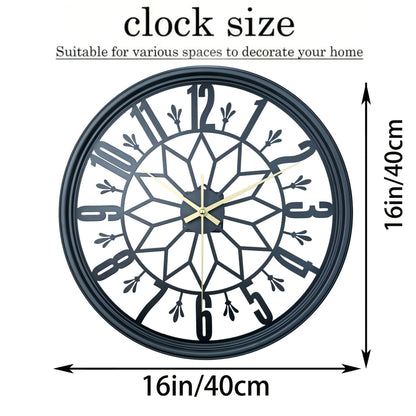 Wall Clock Wrought Iron Minimalist 15.75 Inch