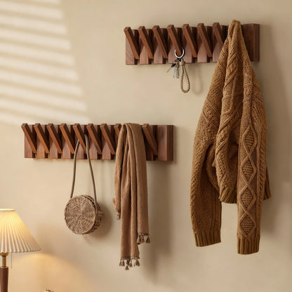Wall Coat Rack Rubberwood Piano Key Design 4–12 Hooks