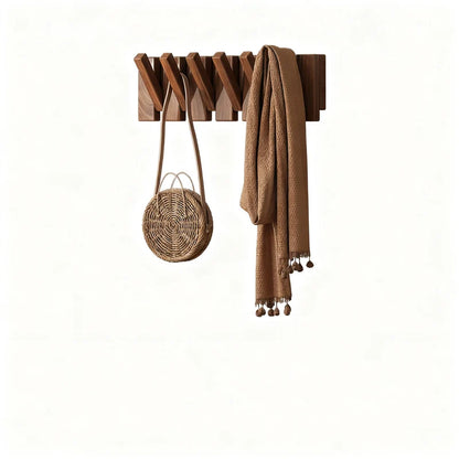 Wall Coat Rack Rubberwood Piano Key Design 4–12 Hooks