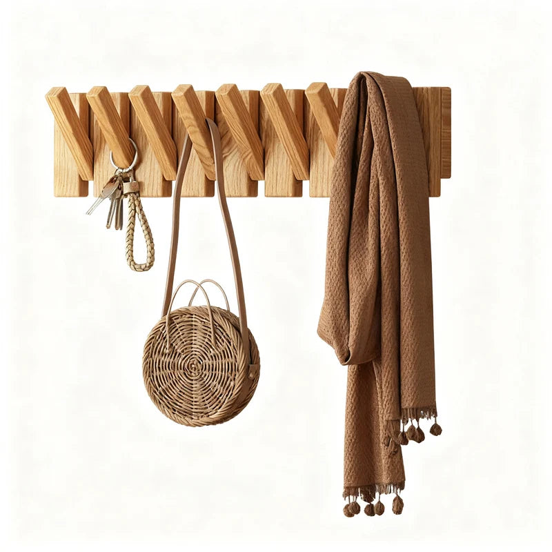 Wall Coat Rack Rubberwood Piano Key Design 4–12 Hooks