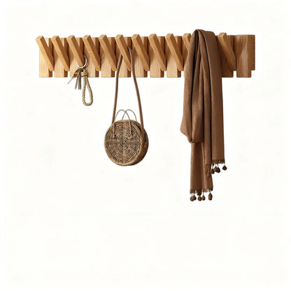 Wall Coat Rack Rubberwood Piano Key Design 4–12 Hooks